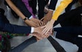 Team, teamwork, and unity concept. Diverse team putting hands together. Group of diverse business people. Working together as a Royalty Free Stock Photo