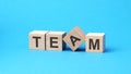 team - text on wooden blocks, business concept, blue background Royalty Free Stock Photo