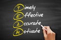 TEAM - Timely, Effective, Accurate, Motivate, acronym business concept Royalty Free Stock Photo