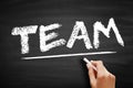 TEAM - Timely, Effective, Accurate, Motivate or Together Everyone Achieves More acronym text on blackboard Royalty Free Stock Photo