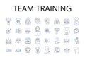 Team training line icons collection. Group instruction, Collective education, Crew development, Organization workshop