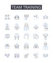 Team training line icons collection. Group instruction, Collective education, Crew development, Organization workshop