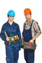 Team of two constructor workers
