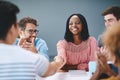 Team up and take business places. a colleagues shaking hands during a meeting in a modern office. Royalty Free Stock Photo