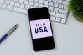 Team USA App logo on a smartphone screen. Royalty Free Stock Photo