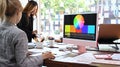 Web developer team brainstorming, working together on mobile application software design project. Royalty Free Stock Photo