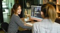 Team of website developer, software engineer working on a new project, writing program code on computer in office Royalty Free Stock Photo