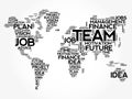 TEAM word cloud in shape of world map Royalty Free Stock Photo