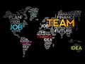 TEAM word cloud in shape of world map Royalty Free Stock Photo