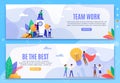 Team Work and Be Best Motivational Banner Set