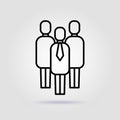 Team work. Collective line icon on gray background Royalty Free Stock Photo