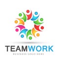 Team work in colorful logo partnership education celebration group work people symbol icon vector designs on white background Royalty Free Stock Photo