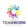 Team work in colorful logo partnership education celebration group work people symbol icon vector designs on white background Royalty Free Stock Photo