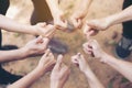 Team Work Concept : Group of Diverse Hands Together Thump up of Royalty Free Stock Photo