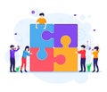 Team work concept, people connecting piece puzzle elements. business leadership, partnership Royalty Free Stock Photo