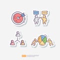 Team Work. Contains team goal, motivation, working group, management, collaboration, cooperation. Hand drawn doodle sticker icon