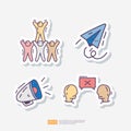 Team Work. Contains team goal, motivation, working group, management, collaboration, cooperation. Hand drawn doodle sticker icon