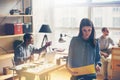 Team work discussing. Open space office and startup crew brainstorming at new project Royalty Free Stock Photo