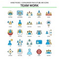 Team Work Flat Line Icon Set - Business Concept Icons Design Royalty Free Stock Photo