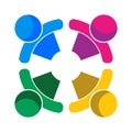 Team work four people colorful logo