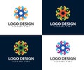 Team work logo design people abstract modern business connection. Simple Team work logo with circle Style Royalty Free Stock Photo