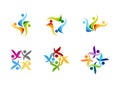 team work, logo, education, people, partner symbol, group icon design vector