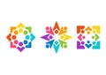 team work, logo, health, education, hearts, people, care, symbol, set of teams icon designs vector