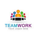 Team work logo partnership education celebration group work people symbol icon vector designs on white background