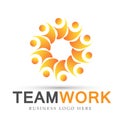 Team work logo partnership education celebration group work people symbol icon vector designs on white background Royalty Free Stock Photo