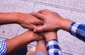 Team work together.They are join hands mean teamwork and spirit. Royalty Free Stock Photo
