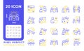 Team work two color line icons set
