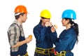 Team of workers eating sandwiches