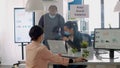 Team workers with protection face masks working in business office Royalty Free Stock Photo