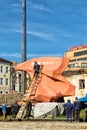 Team of workers restoring memorial. Kursk. Russia