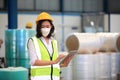 Team workers wear protective face masks for safety industrial factory.