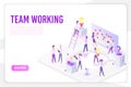 Team working landing page isometric vector template Royalty Free Stock Photo