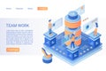 Team working landing page isometric vector template Royalty Free Stock Photo