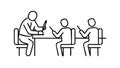 Team Working Together at a Shared Table Outline Icon, vector design Generative AI Royalty Free Stock Photo