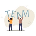 Team working together to win business success, teamwork, cooperation or collaboration, coworker partnership or office colleagues Royalty Free Stock Photo