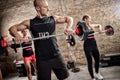 Team workout with weights Royalty Free Stock Photo
