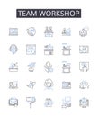 Team workshop line icons collection. Alert, Conscious, Awake, Attentive, Observant, Vigilant, Focused vector and linear