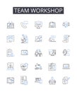 Team workshop line icons collection. Group brainstorm, Joint venture, Collective effort, Mutual collaboration, Partner