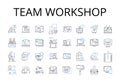Team workshop line icons collection. Group brainstorm, Joint venture, Collective effort, Mutual collaboration, Partner