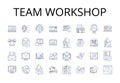 Team workshop line icons collection. Group brainstorm, Joint venture, Collective effort, Mutual collaboration, Partner