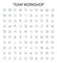 Team workshop outline icons collection. Workshop, Team, Training, Collaboration, Problem-solving, Learning, Teambuilding