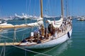 Team on the yacht and old sailing ship detail Royalty Free Stock Photo