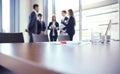 Team young professionals having casual discussion in office. Executives having friendly discussion during break. Royalty Free Stock Photo