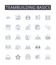 Teambuilding basics line icons collection. Jellybean, Oreo, Marshmallow, KitKat, Lollipop, Nougat, Pixel vector and