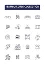 Teambuilding collection line vector icons and signs. Cooperative, Collaboration, Creativity, Icebreakers, Networking