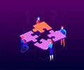 Teambuilding concept - modern colorful isometric vector illustration